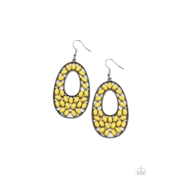 Beaded Shores Yellow Earrings (11) - Picture 2 of 3